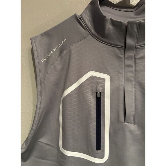 Peter Millar Forge Arrow Mens Medium Gray 1/4 Zip Pullover Vest - Picture 3 of 10